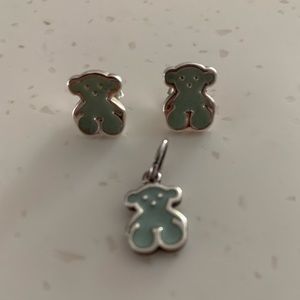 TOUS Baby Blue Enamel Earrings & Pendant